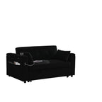 Canapé deux places en tissu noir 54'' : lit gigogne, rangement d'accoudoir et port de chargement USB