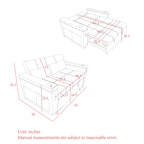 Canapé deux places en tissu noir 54'' : lit gigogne, rangement d'accoudoir et port de chargement USB