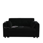Canapé deux places en tissu noir 54'' : lit gigogne, rangement d'accoudoir et port de chargement USB