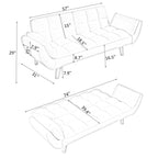 Canapé convertible 2 places en velours noir 57 avec dossier réglable, accoudoirs et rembourrage moelleux pour petits espaces