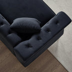 Canapé 2 places en velours noir de 60,2 po avec pieds en métal, garniture cloutée et rembourrage en mousse