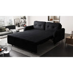 Canapé-lit convertible en velours noir 66,2 pouces avec système hydraulique et rangement, 2 coussins moelleux pour le salon