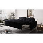 Canapé-lit convertible en velours noir 66,2 pouces avec système hydraulique et rangement, 2 coussins moelleux pour le salon