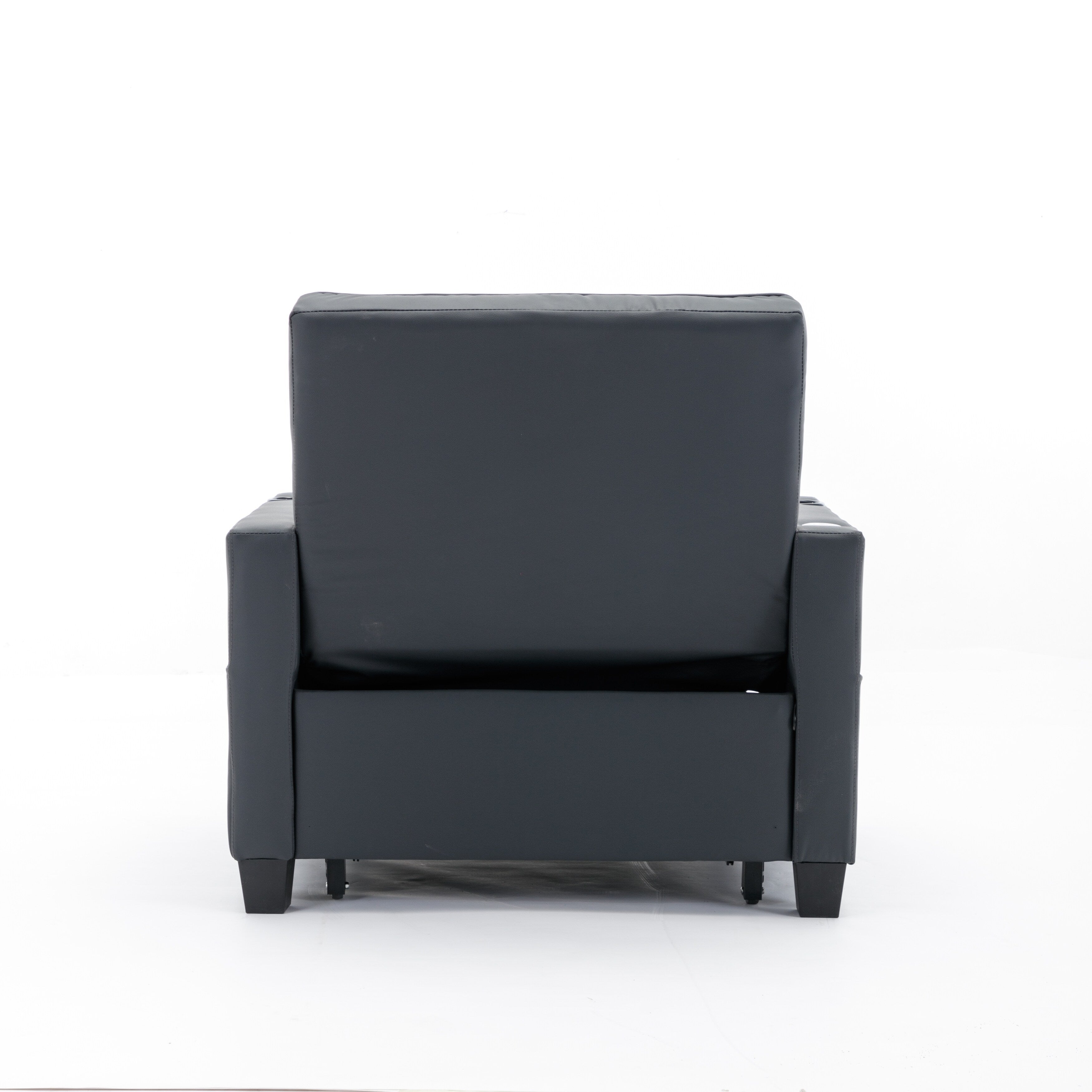 Canapé convertible 3 en 1 en similicuir noir 68.12 avec ports USB et tissu résistant à l'usure pour le salon