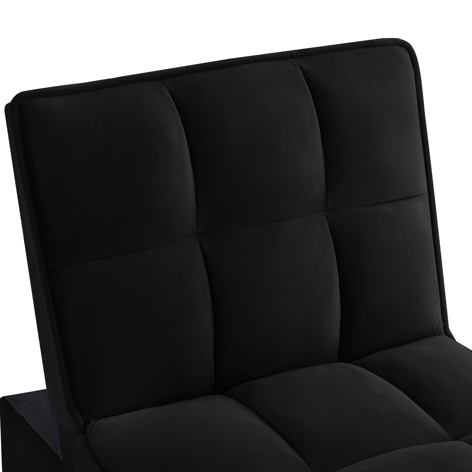 Canapé-lit simple pliant en velours noir 68,5 avec dossier réglable et oreillers pour salon