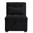 Canapé-lit simple pliant en velours noir 68,5 avec dossier réglable et oreillers pour salon