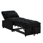 Canapé-lit simple pliant en velours noir 68,5 avec dossier réglable et oreillers pour salon