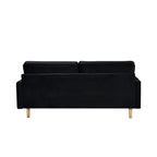 Canapé 3 places noir 70 avec coussin de remplissage en coton élastique et poupée de haute qualité pour le salon