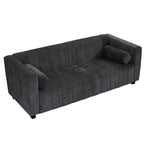 Canapé 3 places rembourré en chenille noire de 78,7 pouces avec assise extra-large et coussins amovibles
