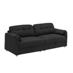 Canapé 3 places rembourré en tissu Teddy noir 79,50 $ avec rangement d'assise dissimulé pour le salon