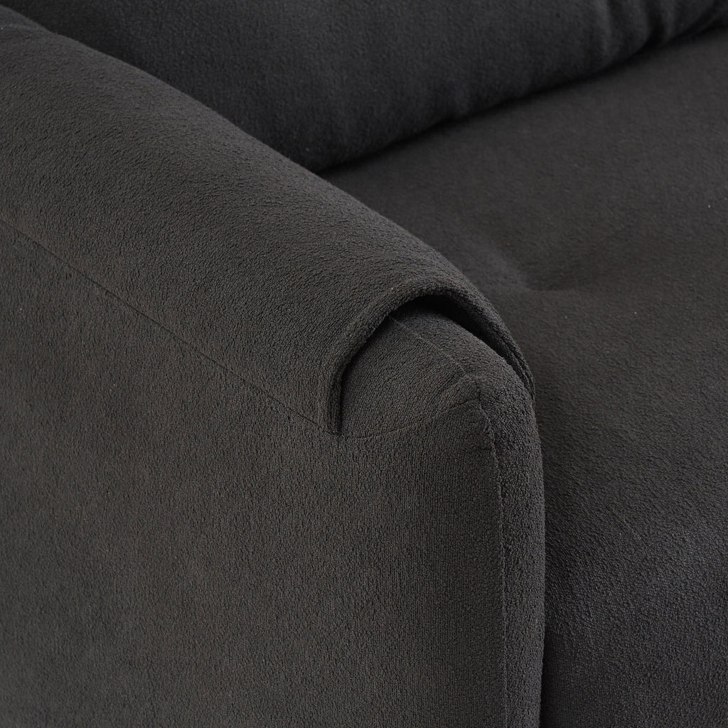 Canapé 3 places rembourré en tissu Teddy noir 79,50 $ avec rangement d'assise dissimulé pour le salon