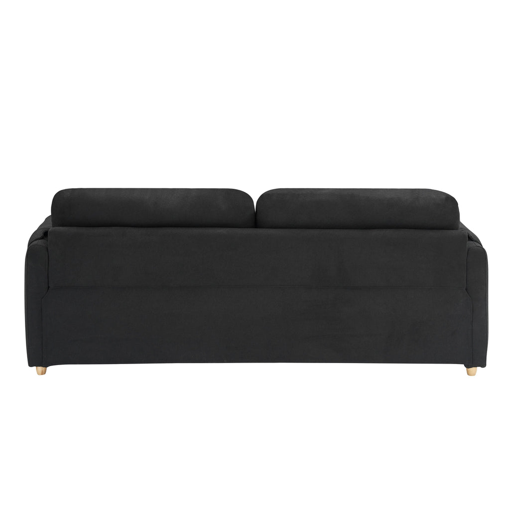 Canapé 3 places rembourré en tissu Teddy noir 79,50 $ avec rangement d'assise dissimulé pour le salon