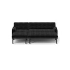 Canapé 3 places multifonctionnel réglable en velours côtelé noir 80.7, convertible en L et lit d'appoint