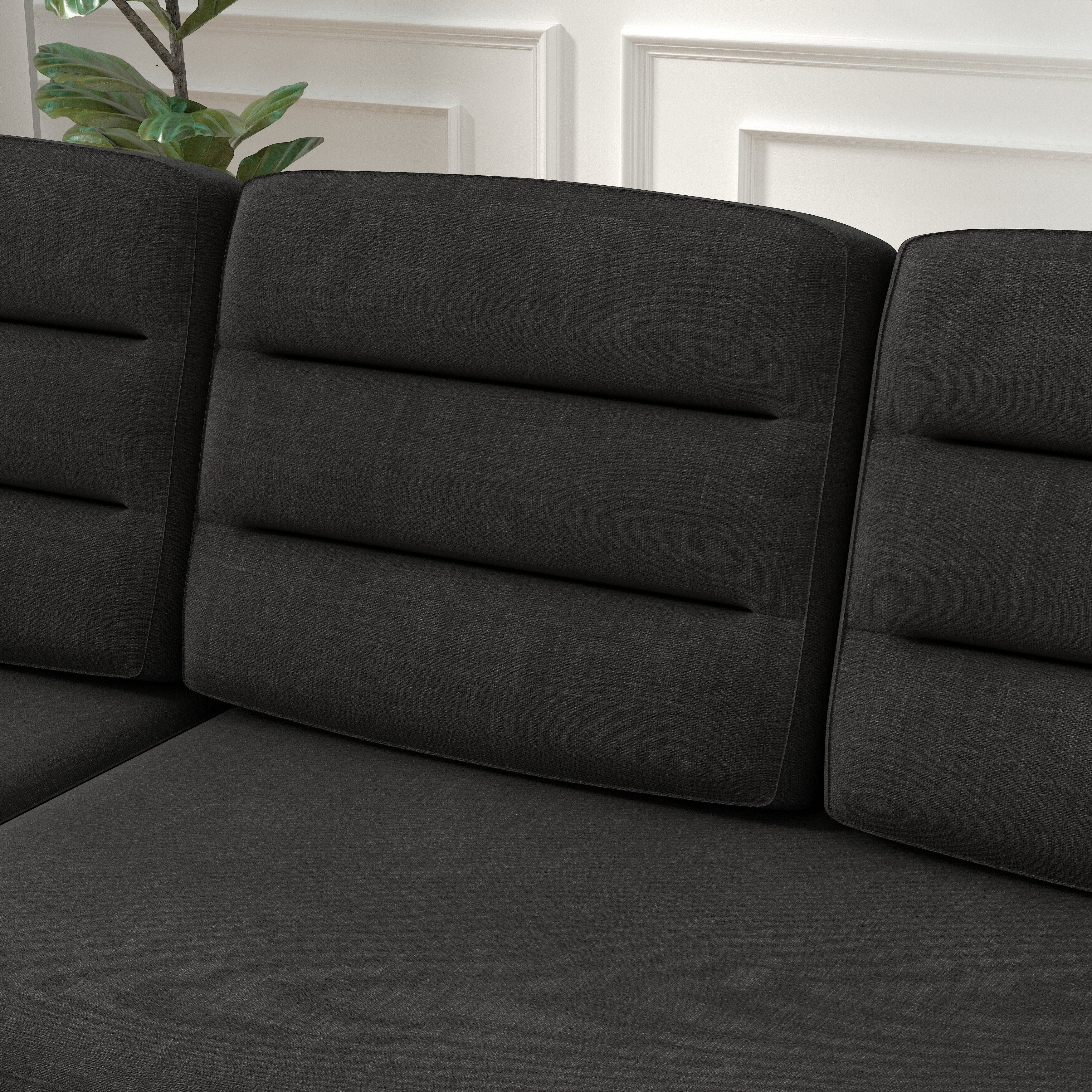 Canapé-lit convertible noir de 83,5 pouces avec lit gigogne, éclairage LED, ports USB et méridienne de rangement