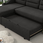 Canapé-lit convertible en polyester noir de 83,5 po avec lit gigogne et porte-gobelet