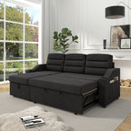 Canapé-lit convertible en polyester noir de 83,5 po avec lit gigogne et porte-gobelet