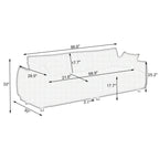 Canapé 3 places compact en laine Teddy noir de 86,6 pouces avec revêtement antitache, pieds en métal et 4 coussins