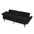 Canapé-lit futon convertible capitonné en velours noir 87 avec accoudoirs réglables pour salon