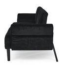 Canapé-lit futon convertible capitonné en velours noir 87 avec accoudoirs réglables pour salon