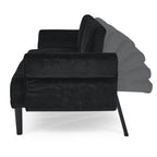 Canapé-lit futon convertible capitonné en velours noir 87 avec accoudoirs réglables pour salon