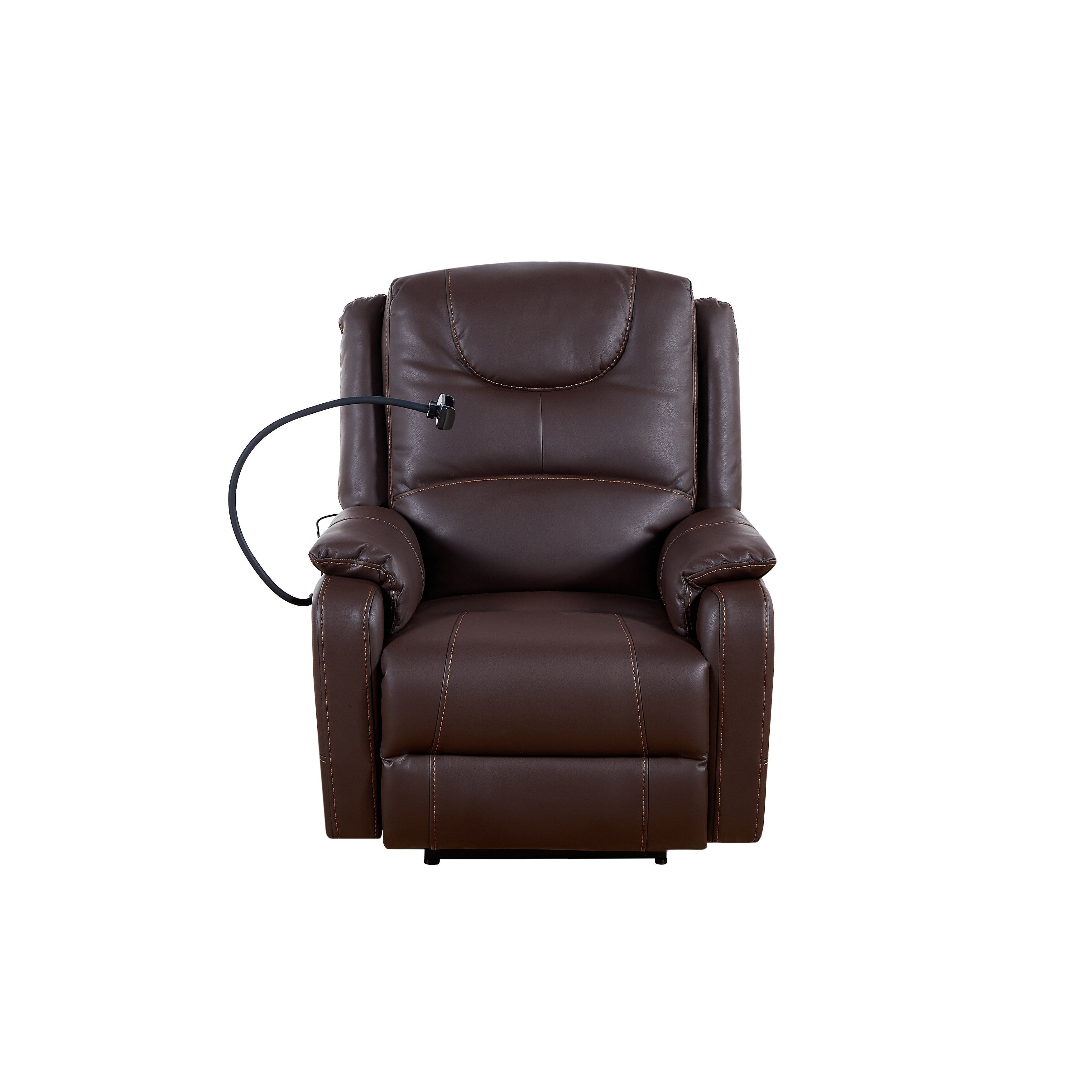 Fauteuil inclinable électrique réglable noir avec massage, chauffage, ports USB, support de téléphone et poches latérales, inclinable jusqu'à 139°