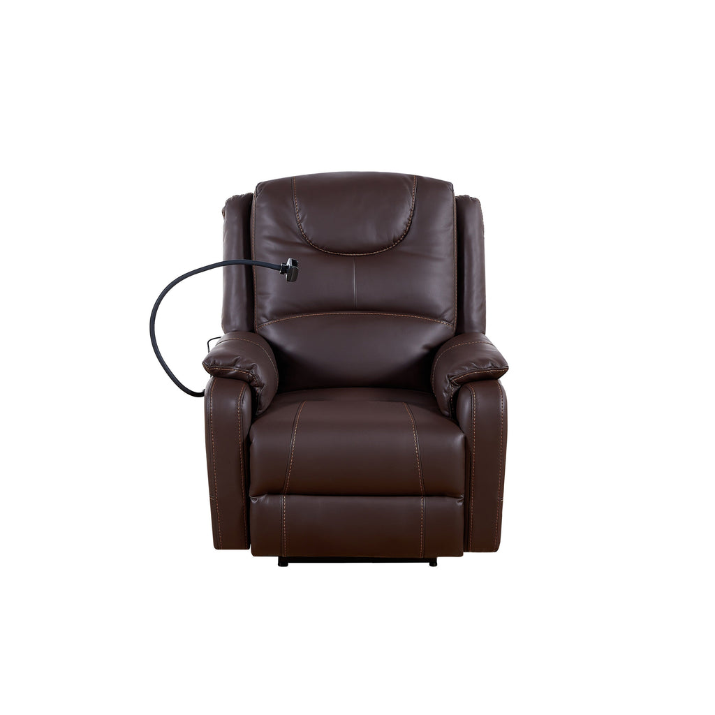 Fauteuil inclinable électrique réglable noir avec massage, chauffage, ports USB, support de téléphone et rangement latéral, inclinable jusqu'à 139°