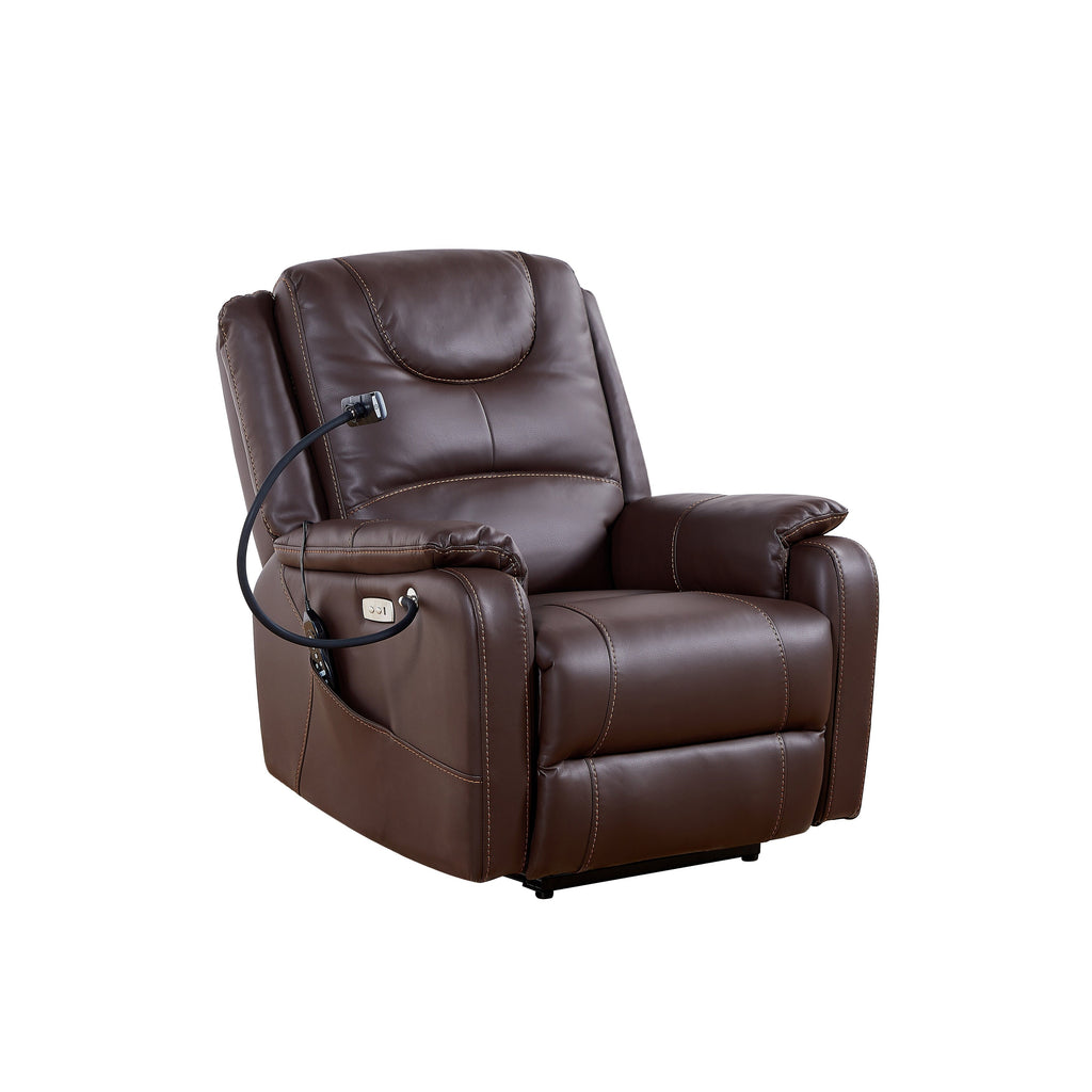 Fauteuil inclinable électrique réglable noir avec massage, chauffage, ports USB, support de téléphone et rangement latéral, inclinable jusqu'à 139°