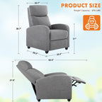 Fauteuil inclinable réglable noir avec soutien lombaire, 8 modes de massage et chauffage
