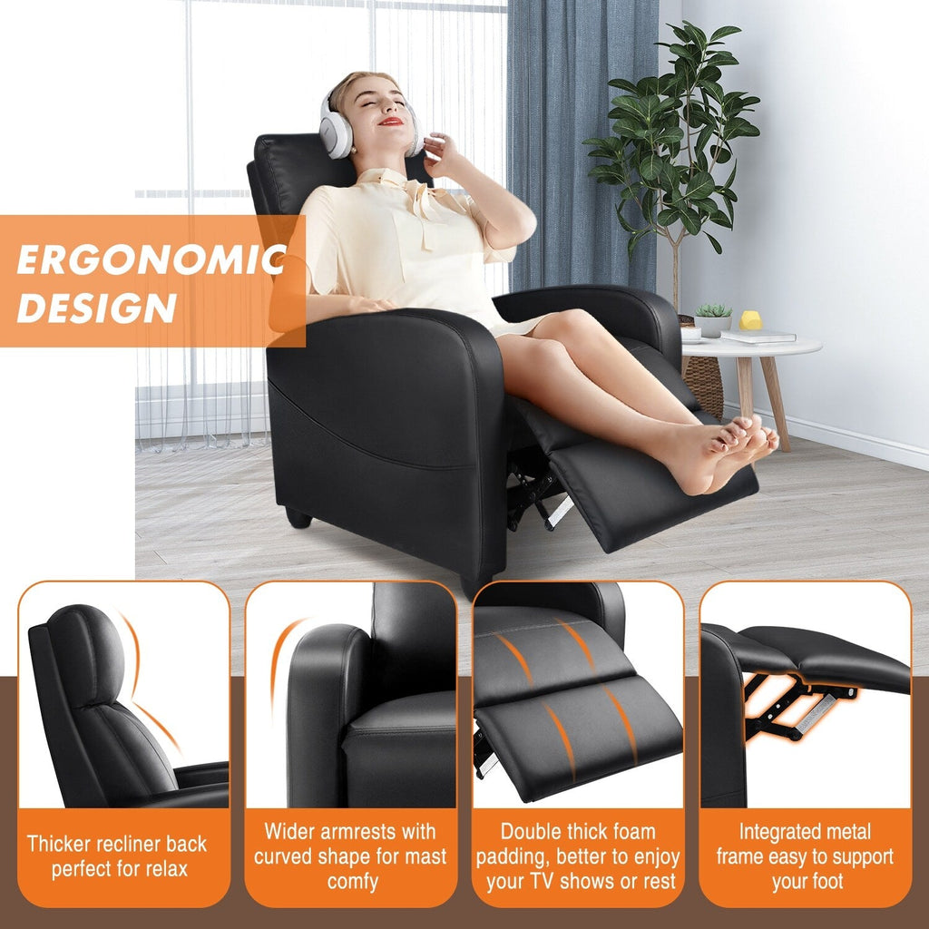 Fauteuil inclinable réglable noir avec soutien lombaire, 8 modes de massage et fonction chauffante pour plus de confort