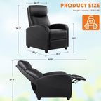 Fauteuil inclinable réglable noir avec 8 modes de massage, support lombaire et idéal pour une utilisation en home cinéma