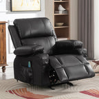 Fauteuil inclinable réglable noir avec massage, chauffage, port USB et rangement latéral