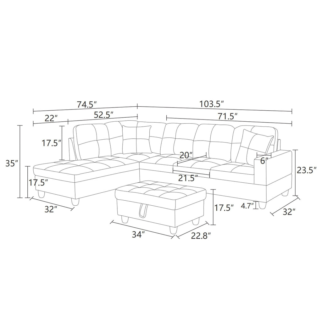 Ensemble de canapés de salon 3 pièces en cuir synthétique semi-PU noir et blanc
