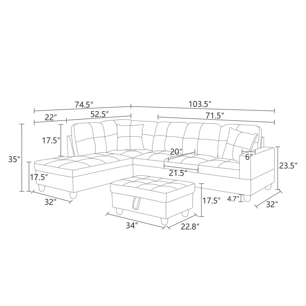 Ensemble de canapés de salon 3 pièces en cuir synthétique semi-PU noir et blanc