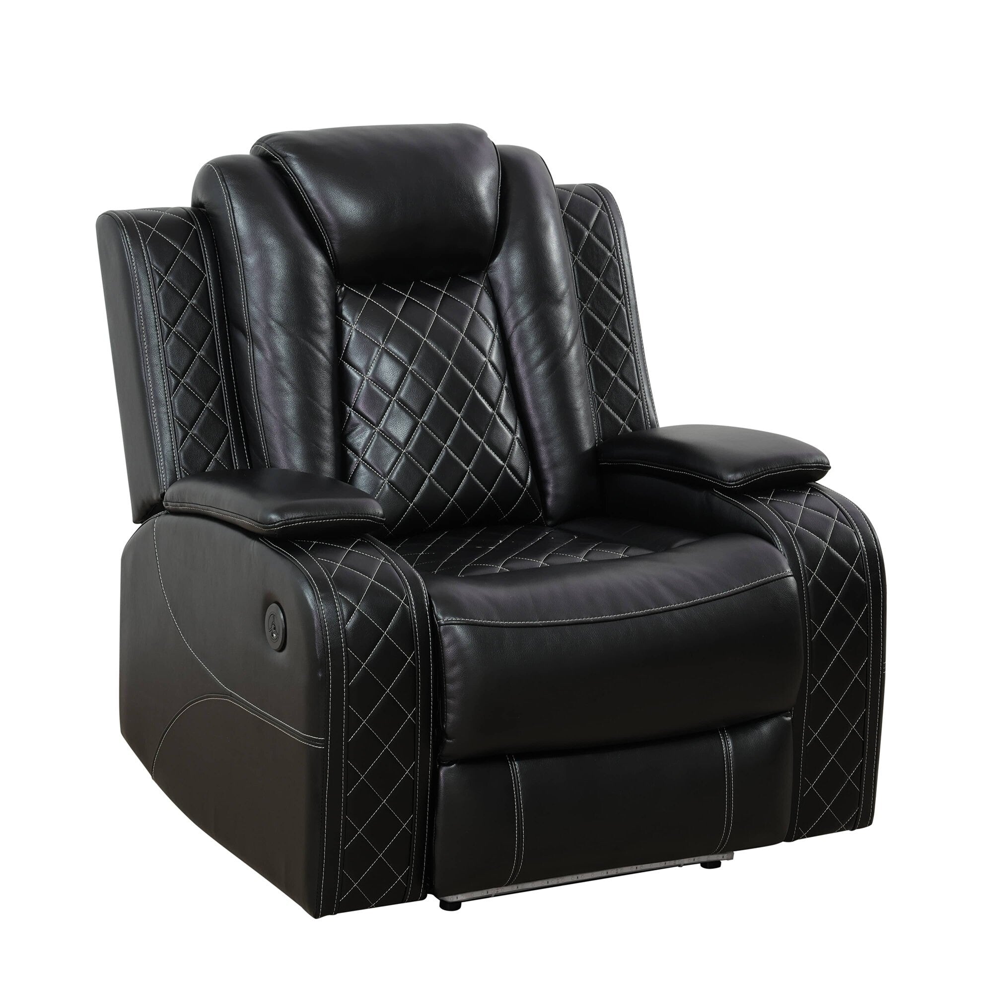 Fauteuil inclinable sectionnel de salon en cuir respirant noir