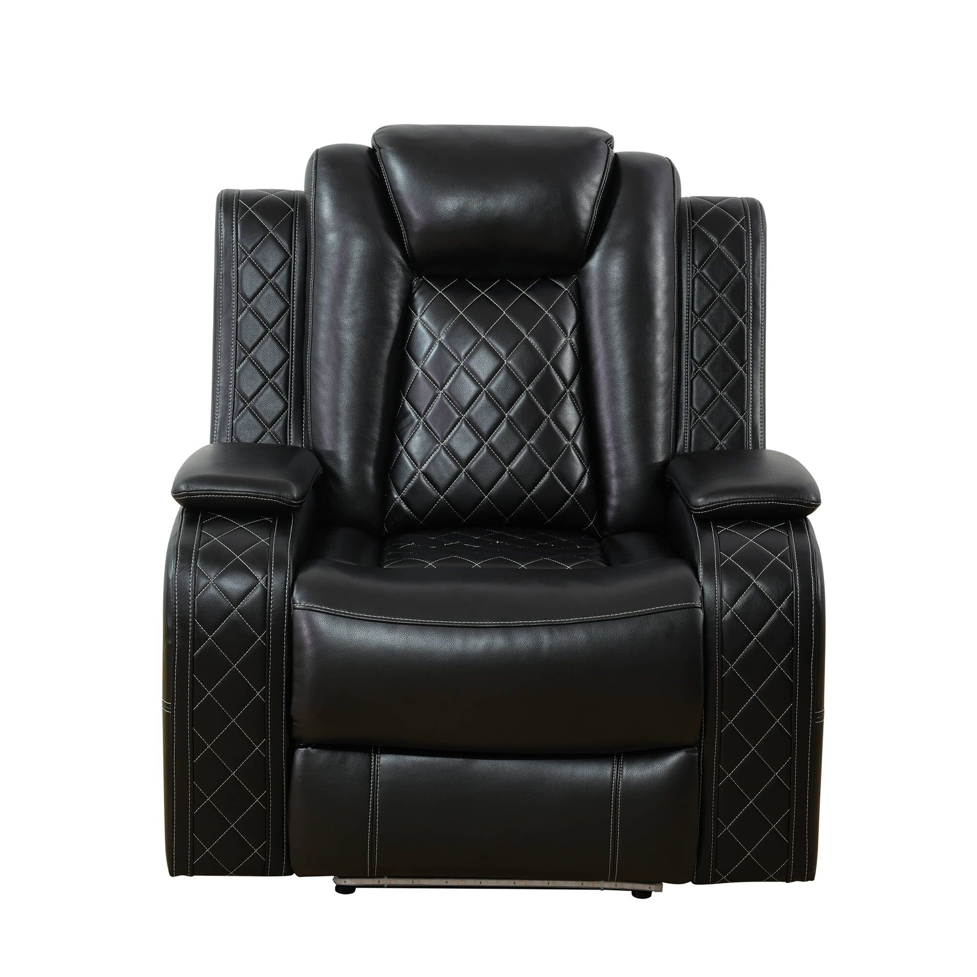 Fauteuil inclinable sectionnel de salon en cuir respirant noir