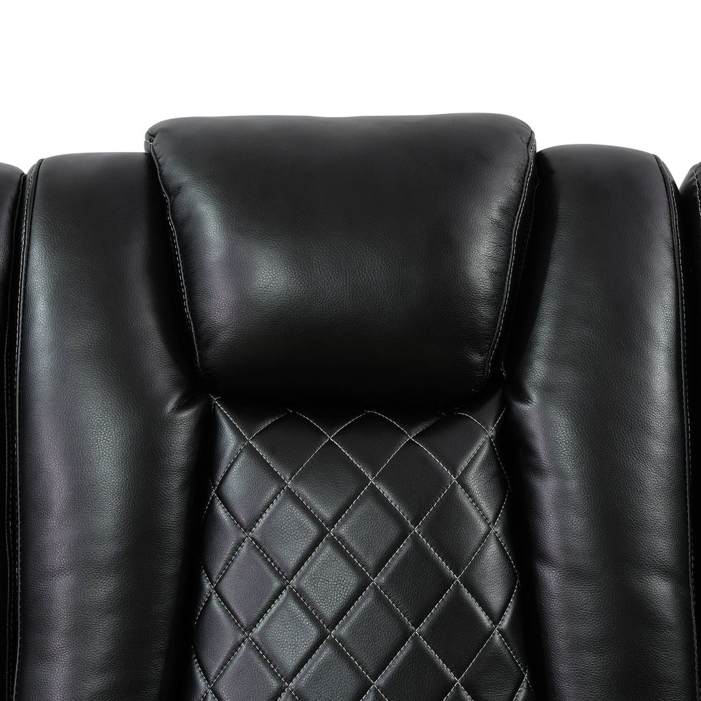 Fauteuil inclinable sectionnel de salon en cuir respirant noir
