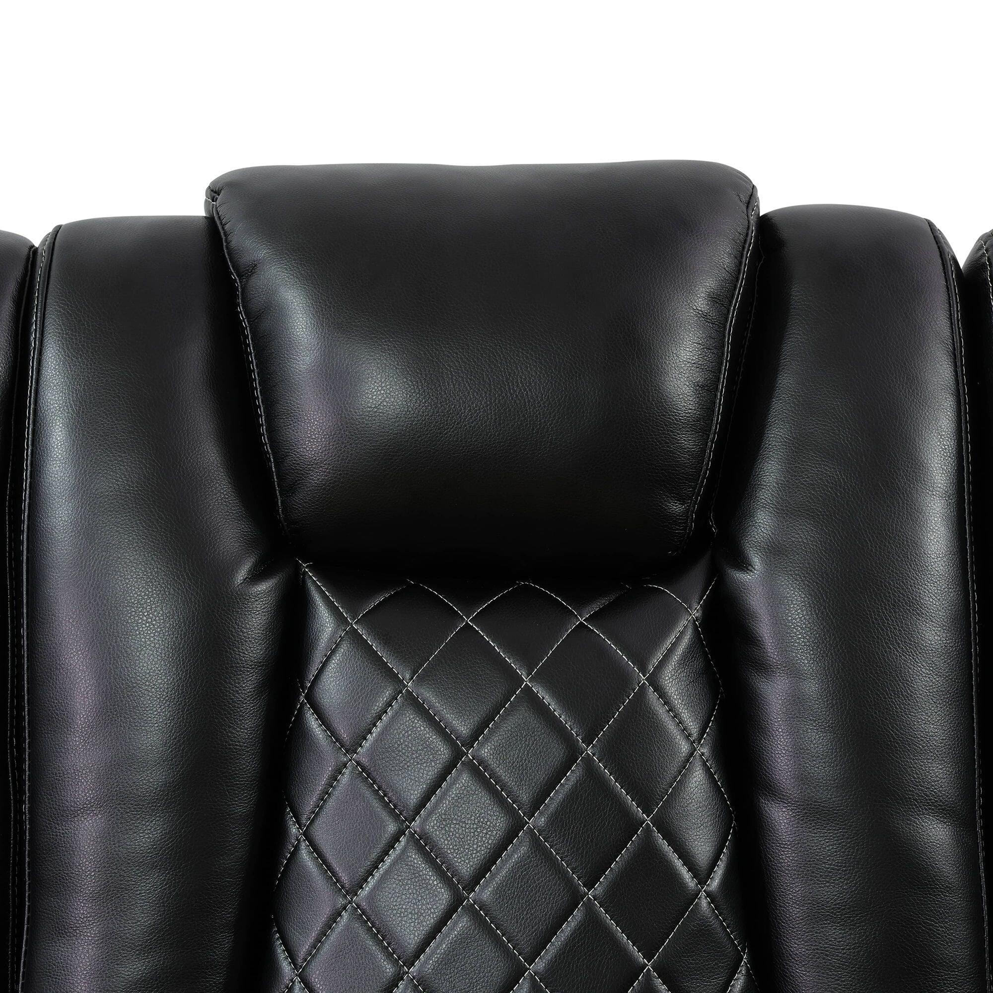 Fauteuil inclinable sectionnel de salon en cuir respirant noir
