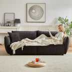 Canapé 3 places en chenille noire avec coussins supplémentaires