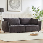 Canapé 3 places en chenille noire avec coussins supplémentaires