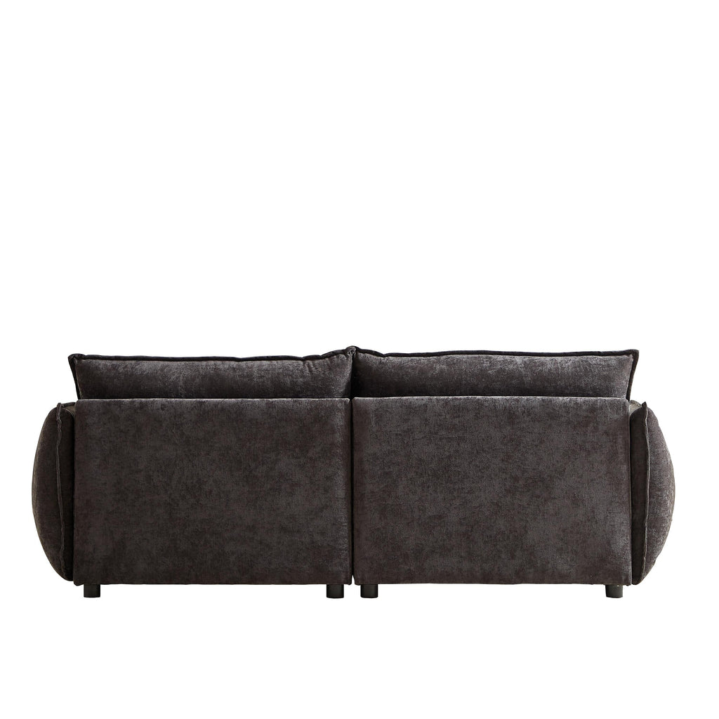 Canapé 3 places en chenille noire avec coussins supplémentaires