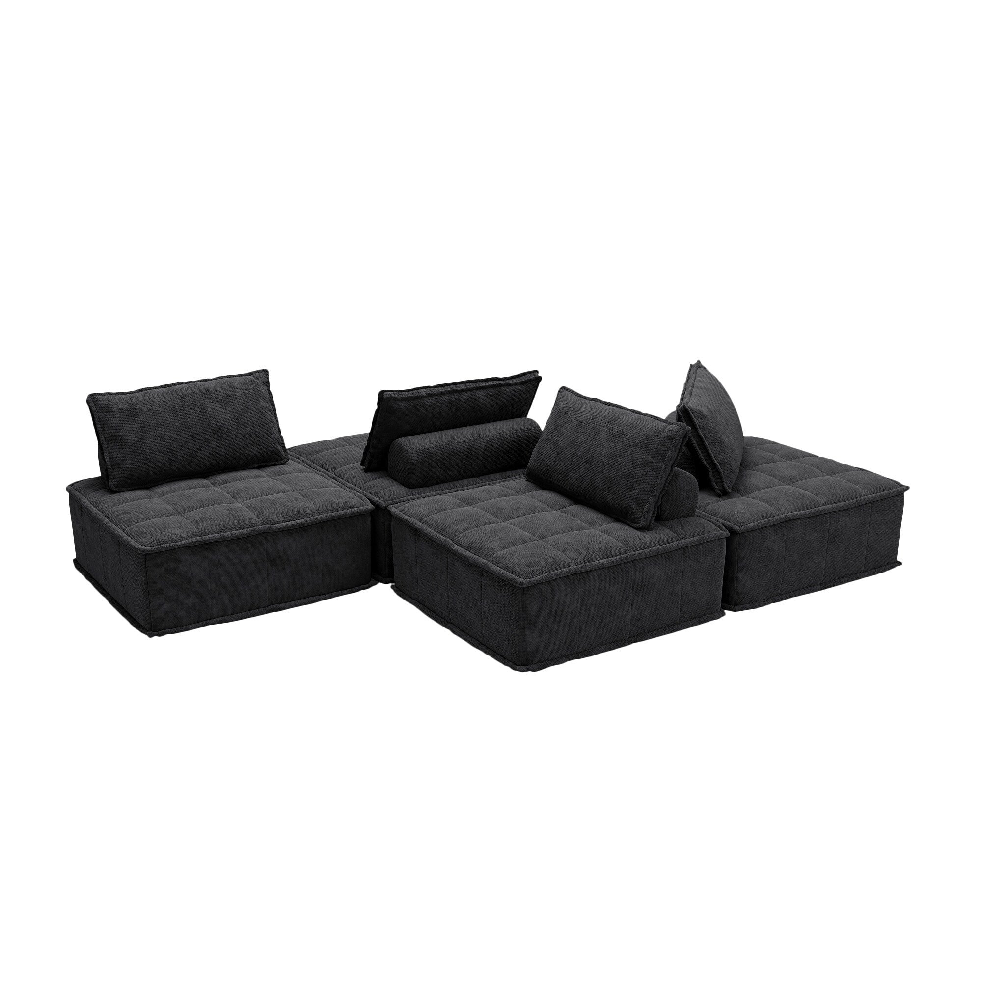 Ensemble de canapés modulaires 4 pièces en chenille noire
