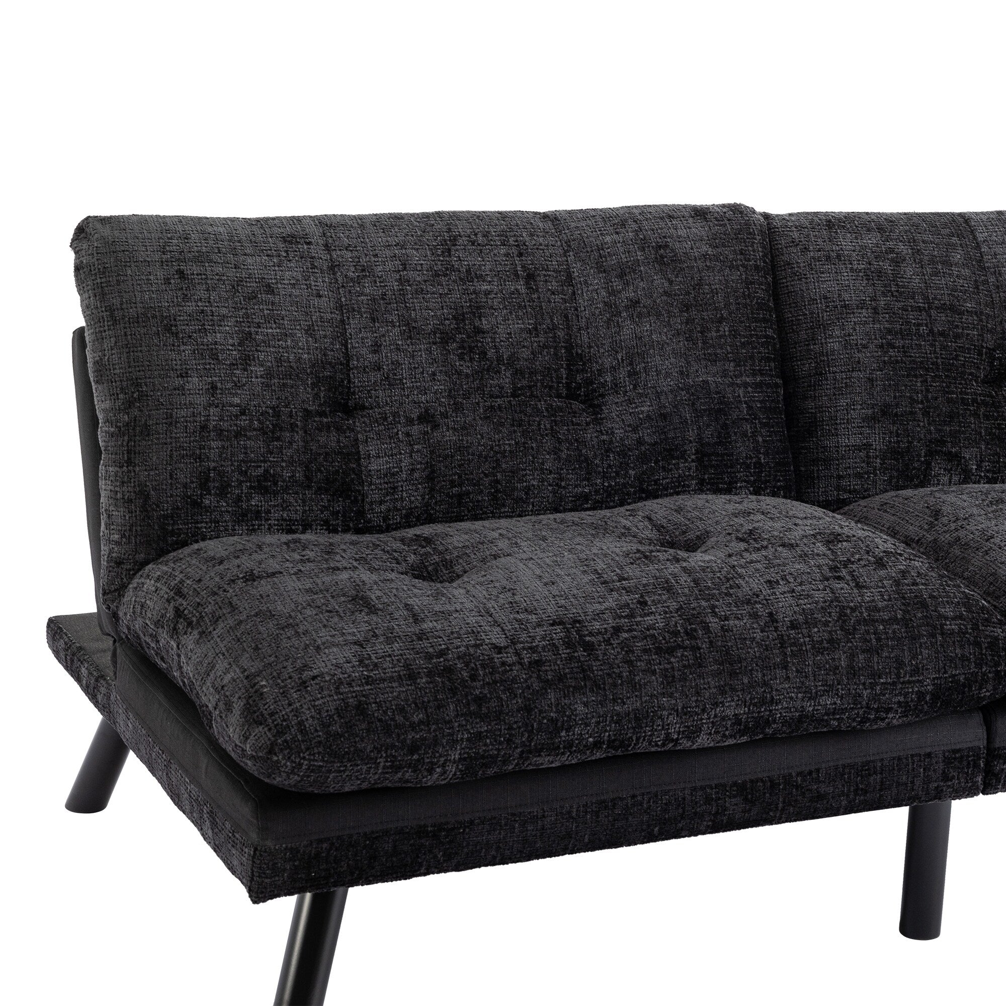 Canapé-lit futon convertible en chenille noire