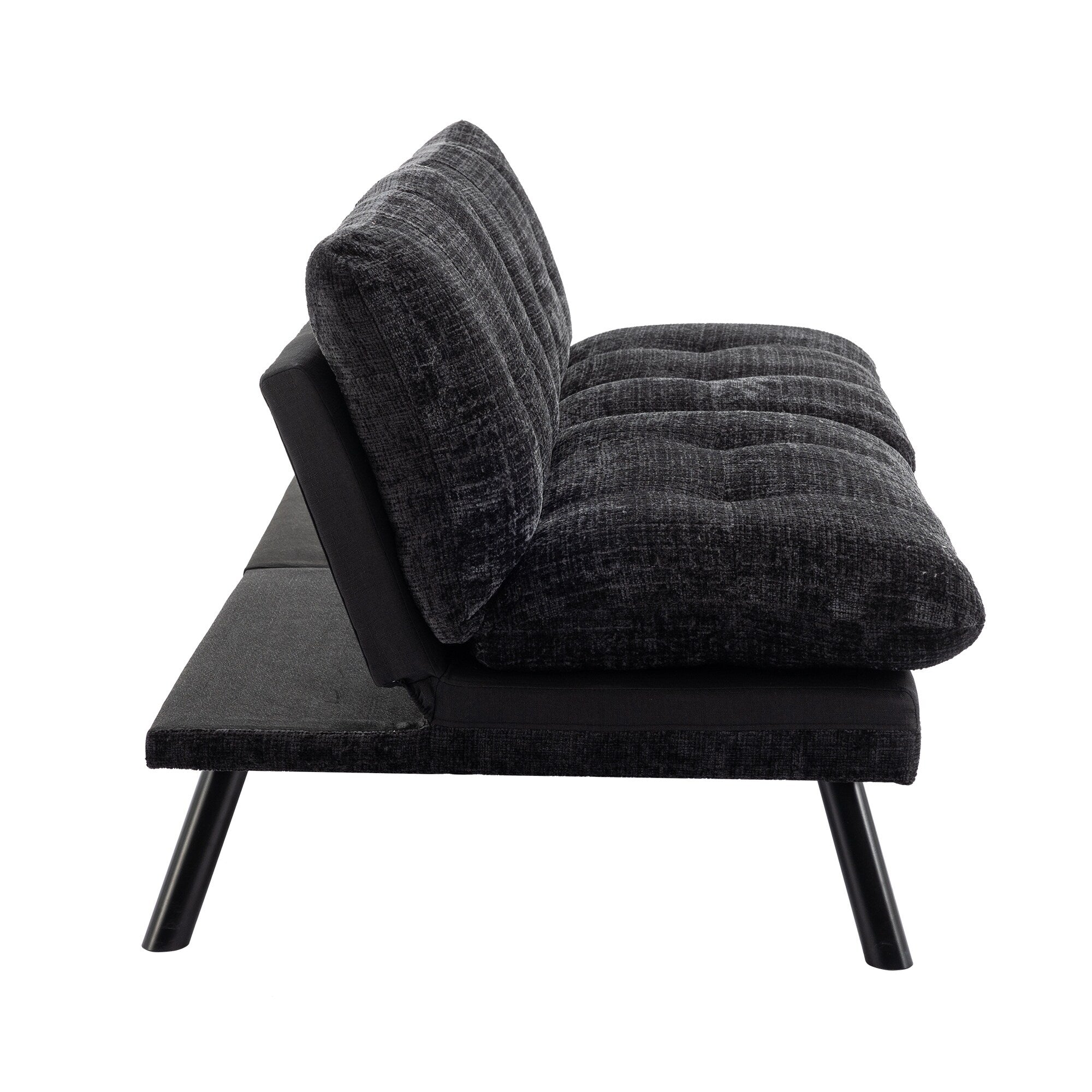 Canapé-lit futon convertible en chenille noire