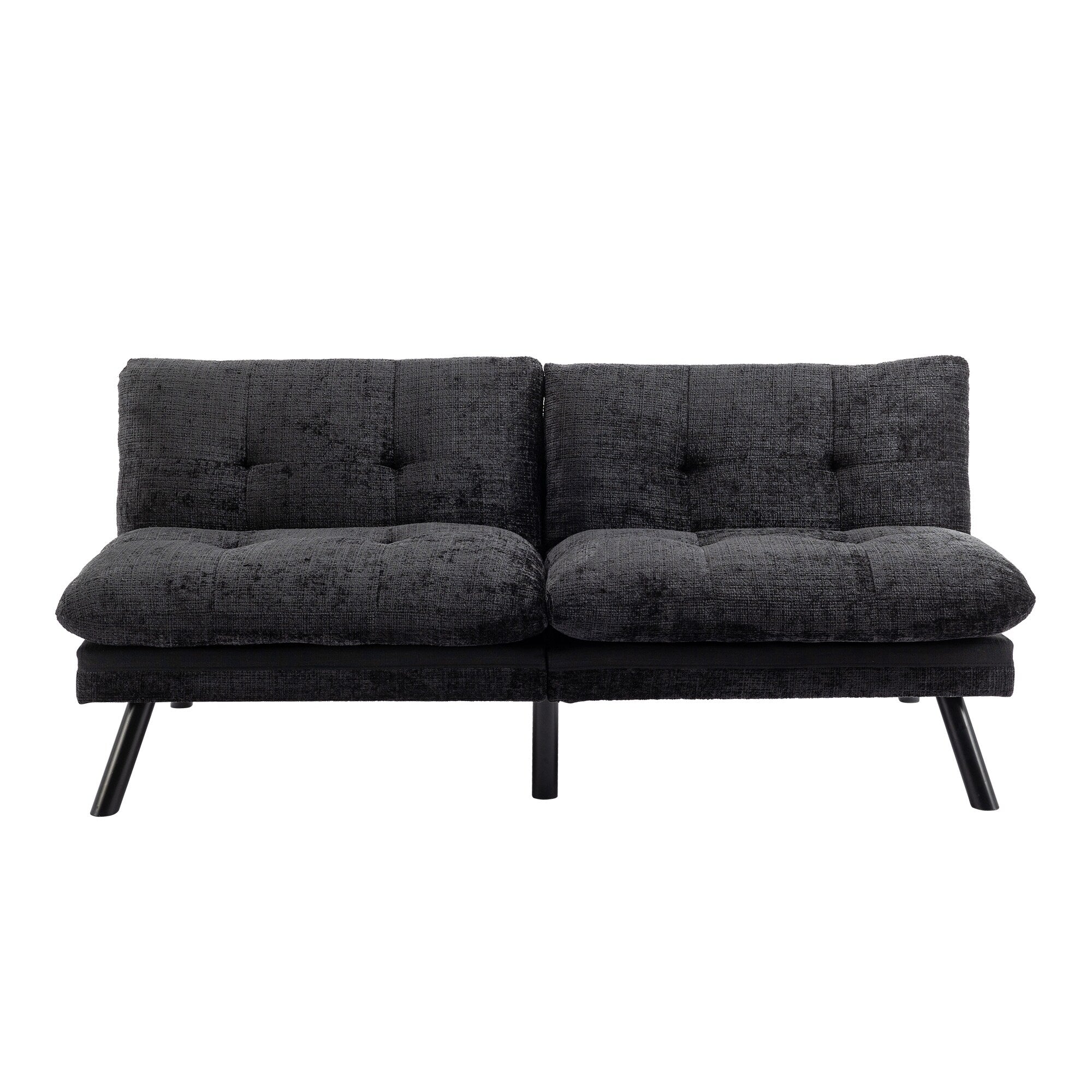 Canapé-lit futon convertible en chenille noire
