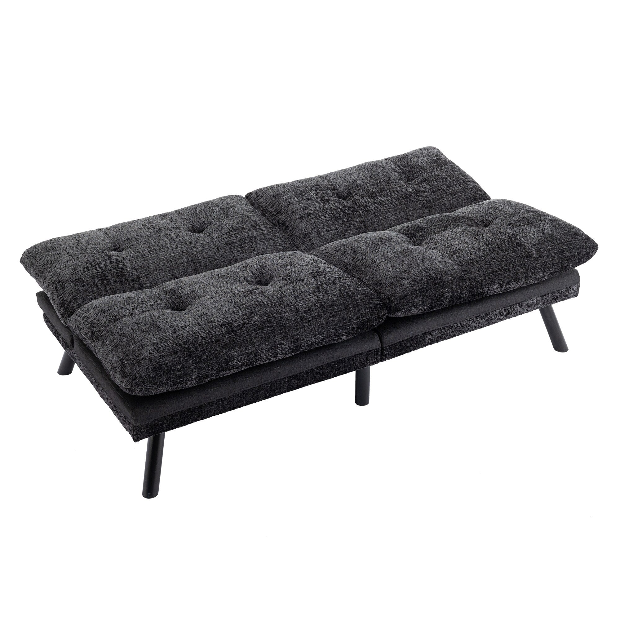 Canapé-lit futon convertible en chenille noire