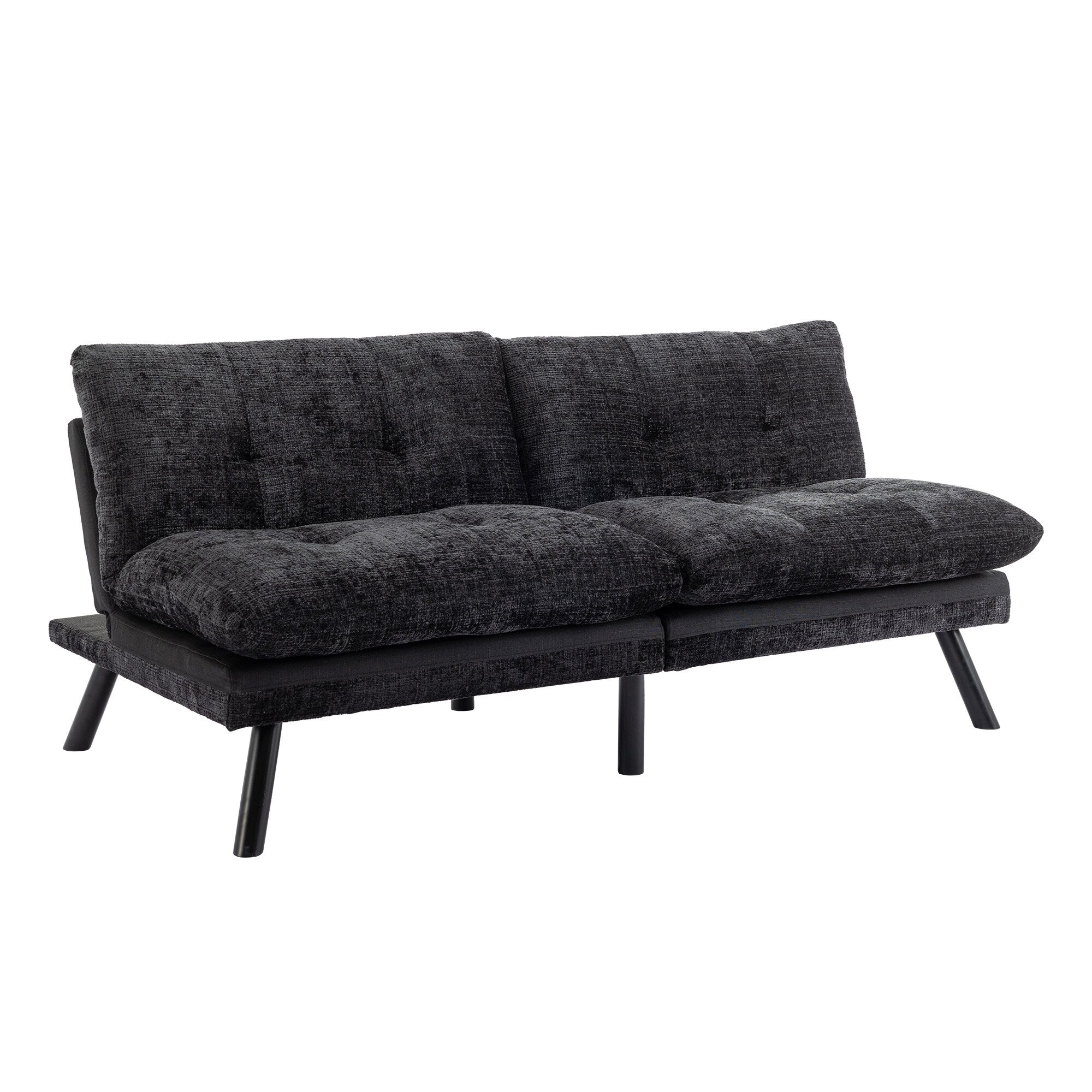 Canapé-lit futon convertible en chenille noire