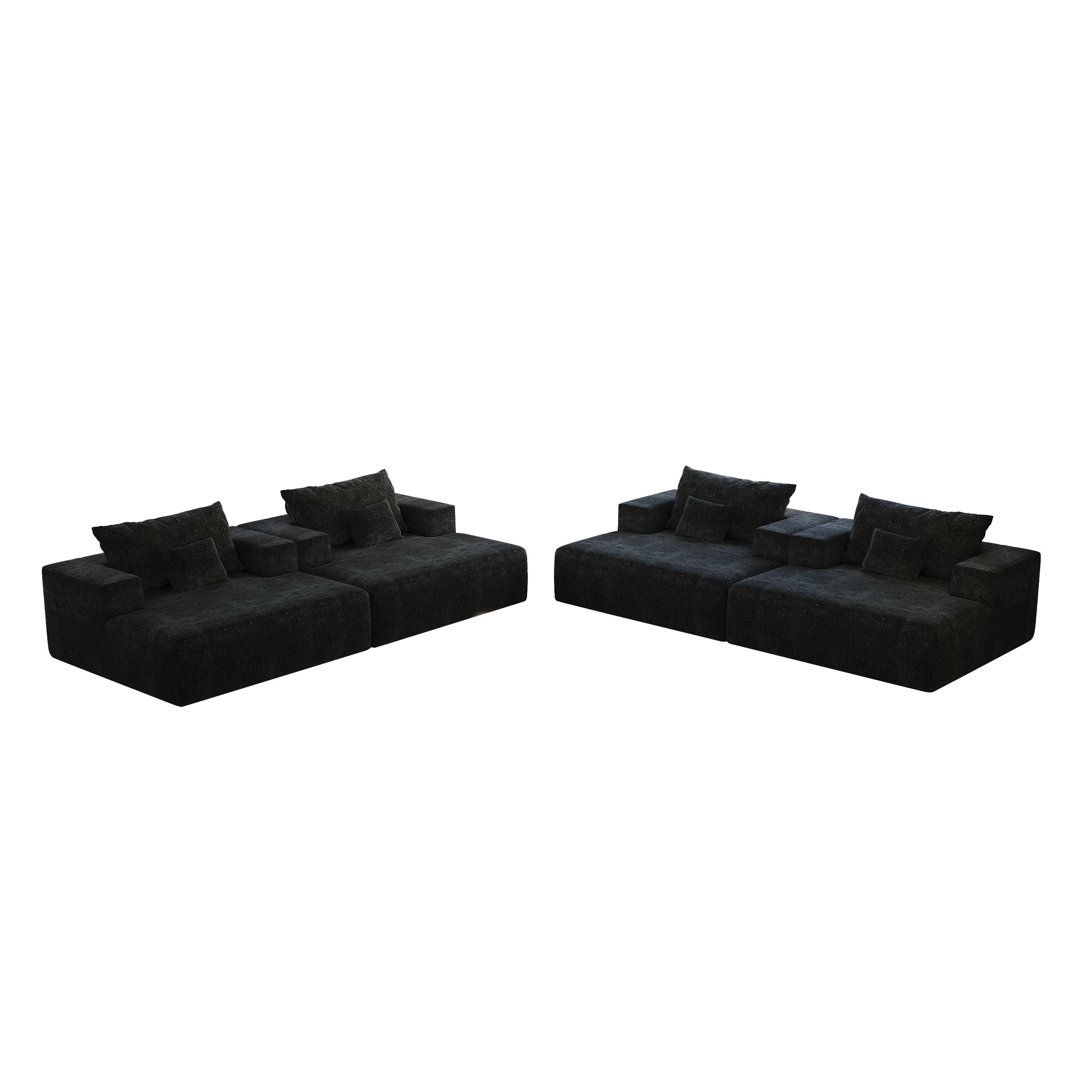 Canapé-lit simple en chenille noire avec coussin de dossier