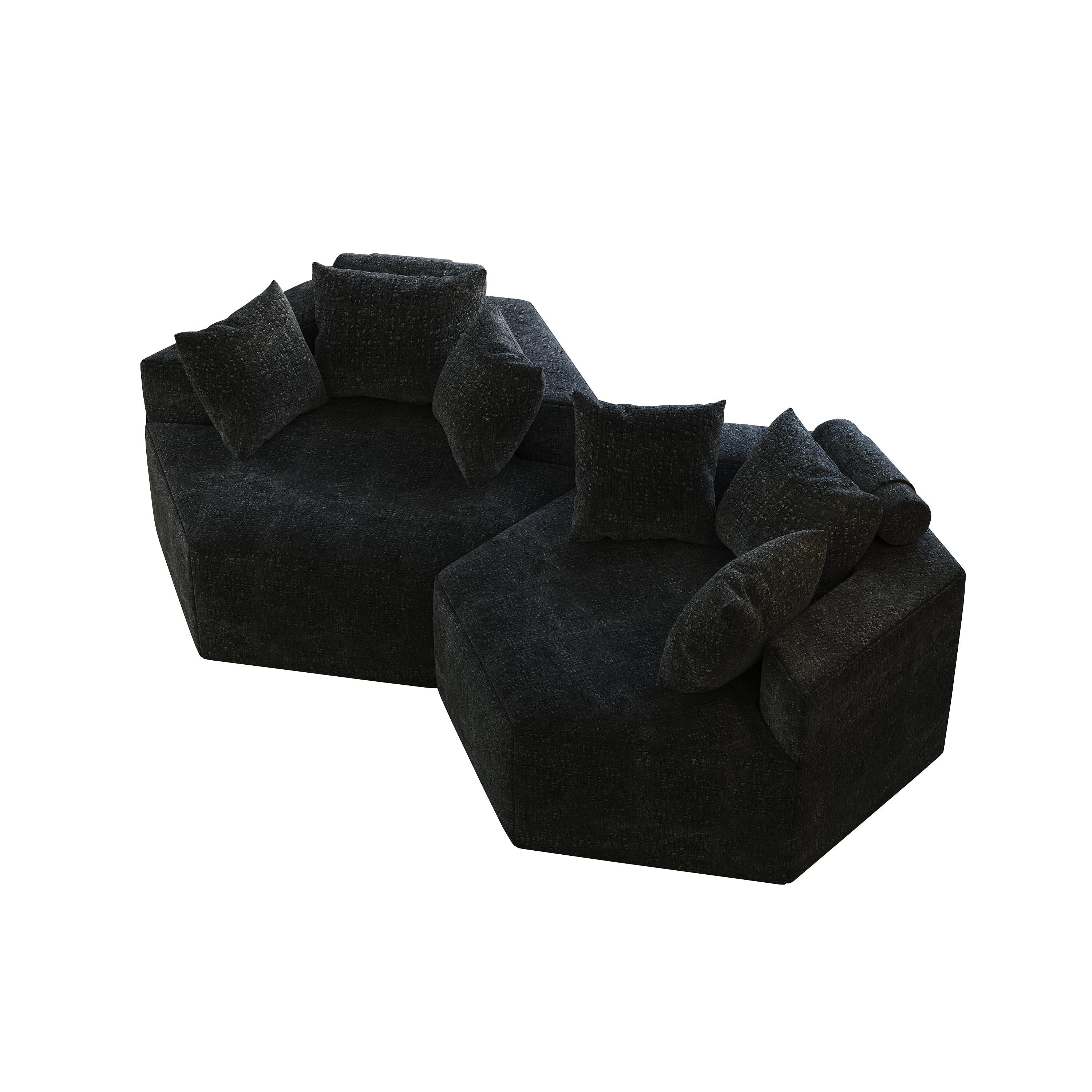 Canapé-lit simple en chenille noire avec coussin de dossier