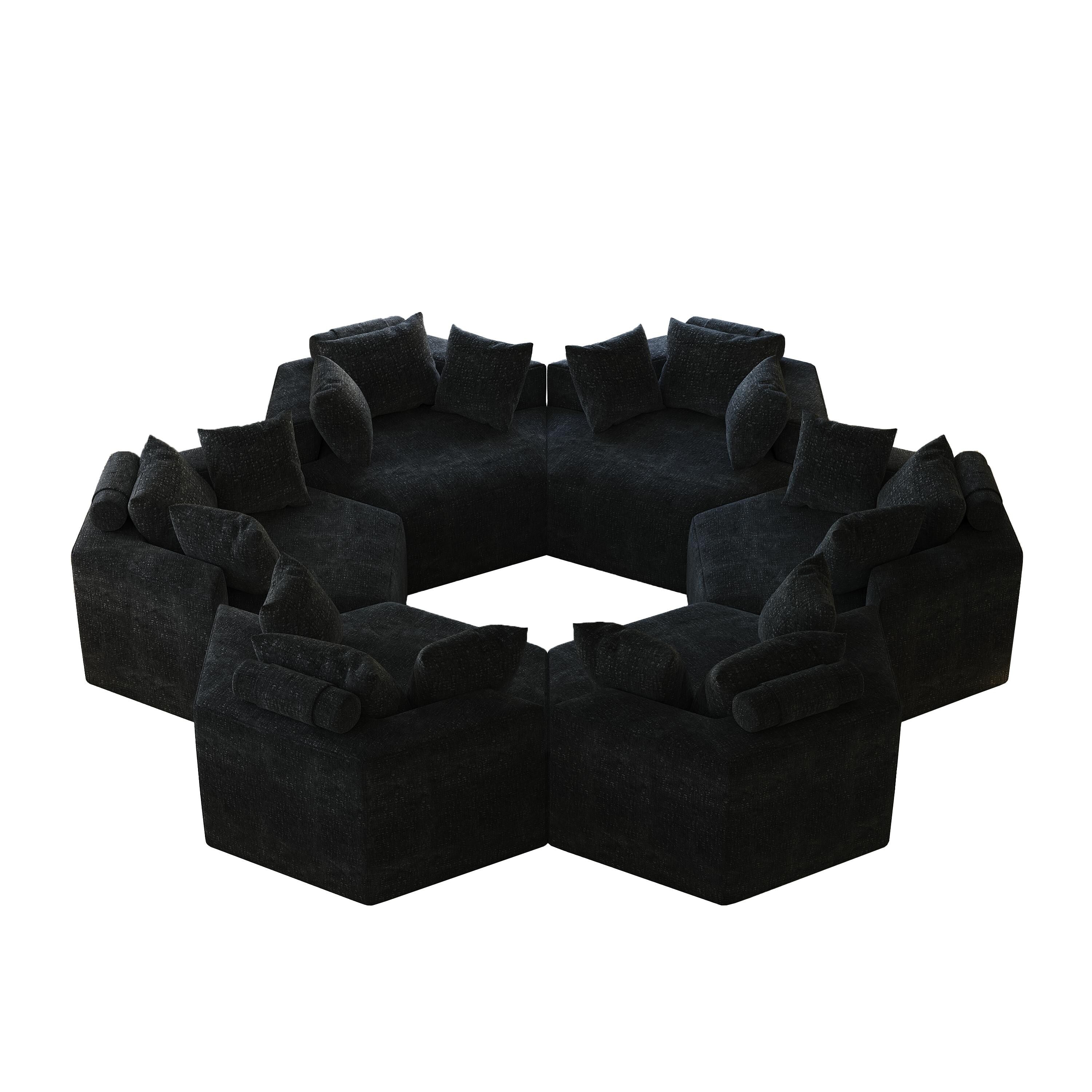 Canapé-lit simple en chenille noire avec coussin de dossier