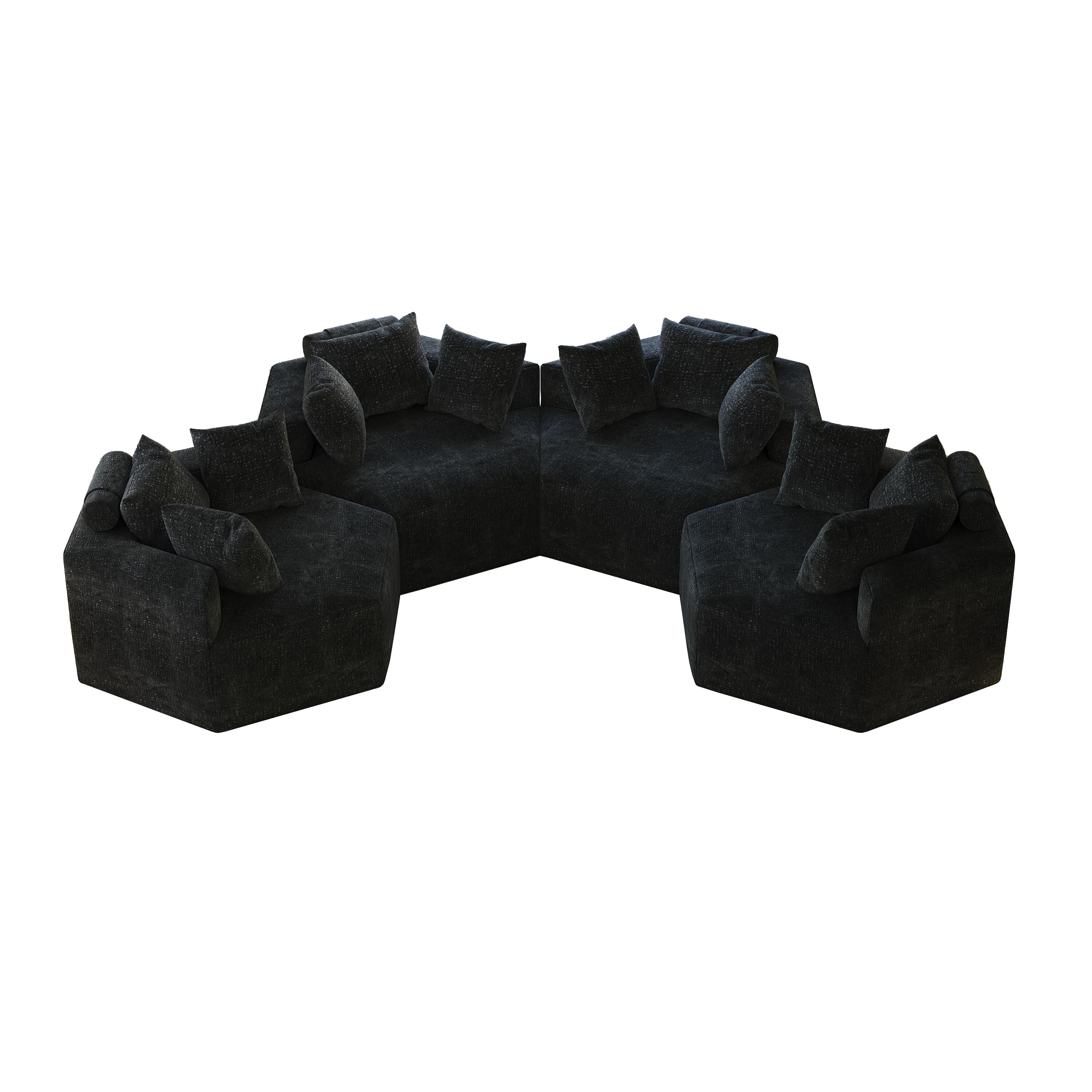 Canapé-lit simple en chenille noire avec coussin de dossier